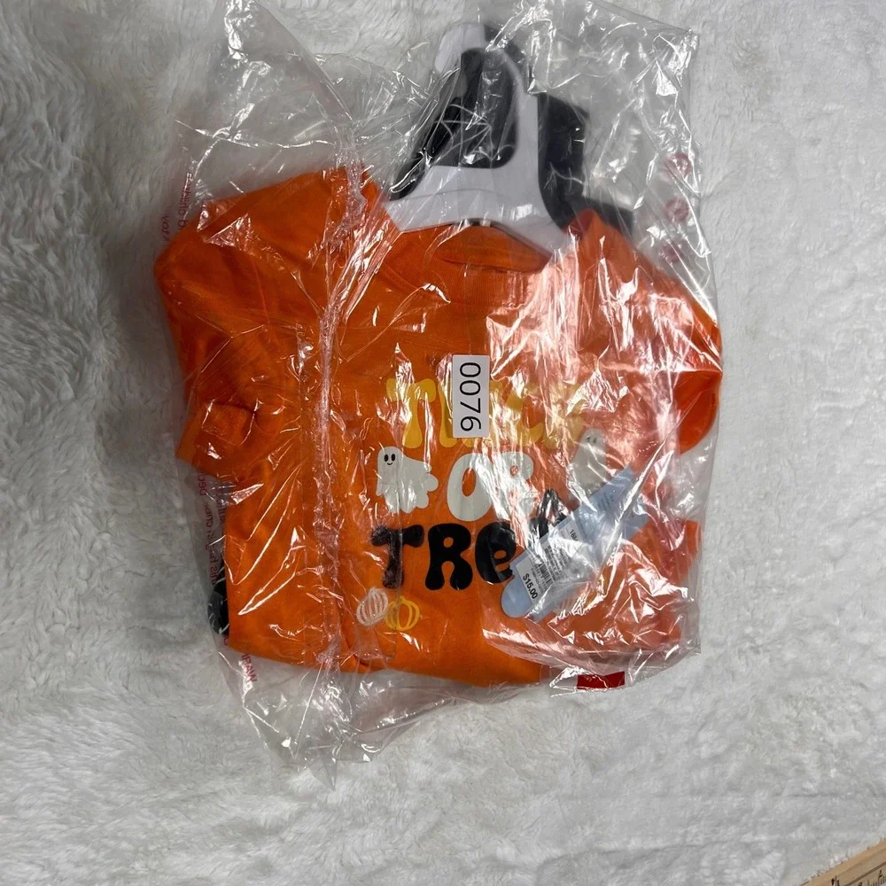 Cat Jack Toddler Girls Orange Trick or Treat‎ Ghost Spider Web Halloween Set 18M